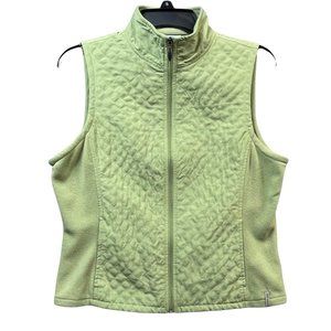 Columbia Vest Womens S Light Green Fleece Waffle Knit Full Zip Warm Layer Jacket